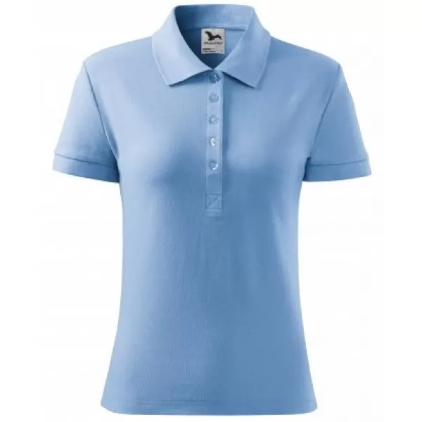  Tricou de damă cu guler MALFINI SINGLE J. 223 ALBASTRU CERUL 