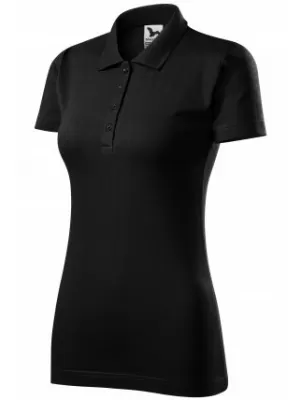 Tricou de damă cu guler MALFINI SINGLE J. 223 NEGRU