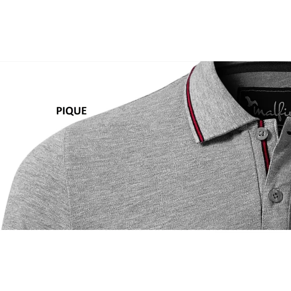  Tricou pentru bărbați cu mâneci lungi și guler MALFINI PREMIUM CONTRAST STRIPE LS 258 EVIDENȚIERI GRI ÎNCHIS 