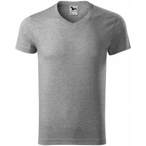  Tricou pentru bărbați MALFINI SLIM FIT V-NECK 146 EVIDENȚIERI GRI ÎNCHIS 