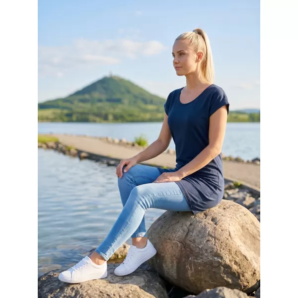  Tricou lung de damă MALFINI LOVE 123 ALBASTRU MARIN 