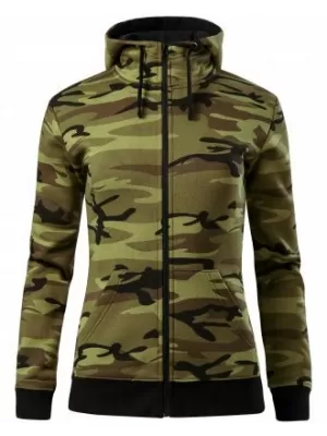 Hanorac de dama MALFINI CAMO ZIPPER C20 VERDE DE CAMUFLAJ