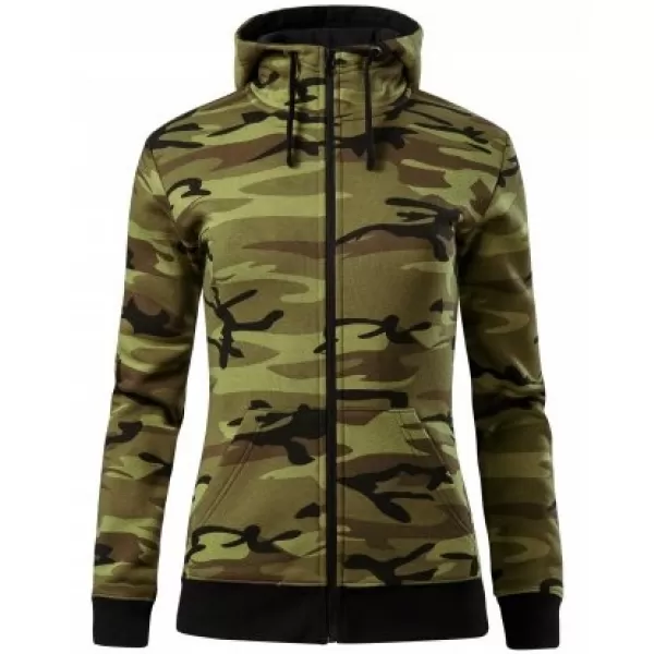  Hanorac de dama MALFINI CAMO ZIPPER C20 VERDE DE CAMUFLAJ 