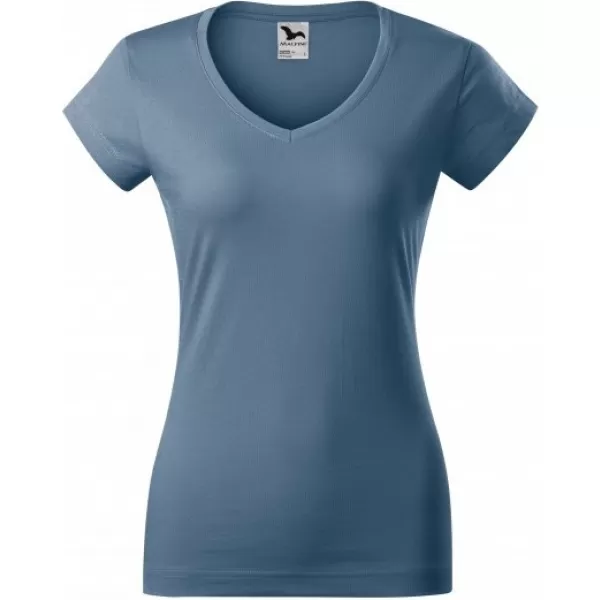 Tricou pentru femei MALFINI FIT V-NECK 162 DENIM 