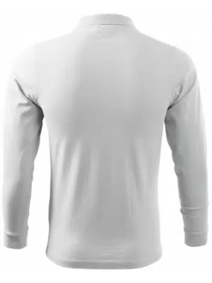 Tricou pentru bărbați cu mâneci lungi și guler MALFINI SINGLE J. LS 211 ALB