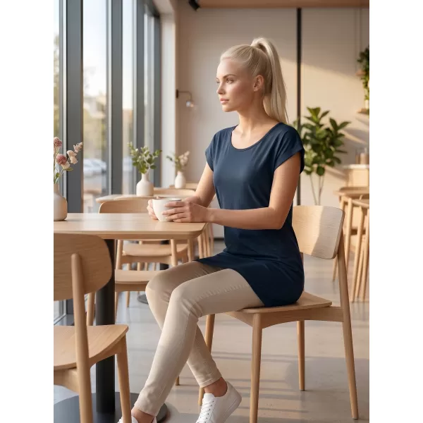  Tricou lung de damă MALFINI LOVE 123 ALBASTRU MARIN 