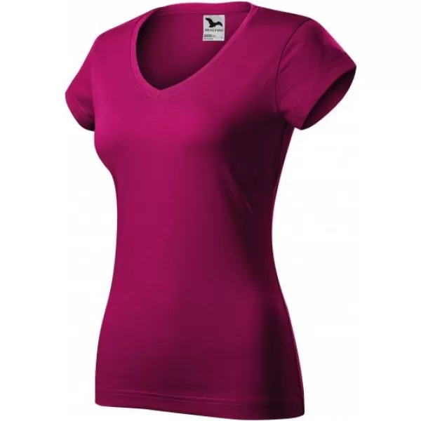  Tricou pentru femei MALFINI FIT V-NECK 162 ROȘU FUCSIA 