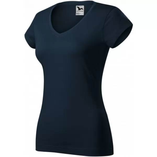  Tricou pentru femei MALFINI FIT V-NECK 162 ALBASTRU MARIN 