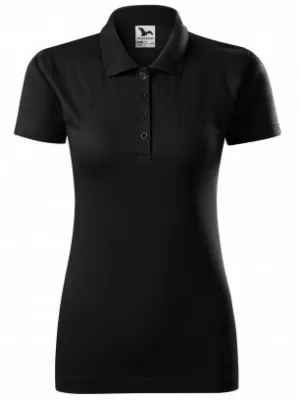 Tricou de damă cu guler MALFINI SINGLE J. 223 NEGRU