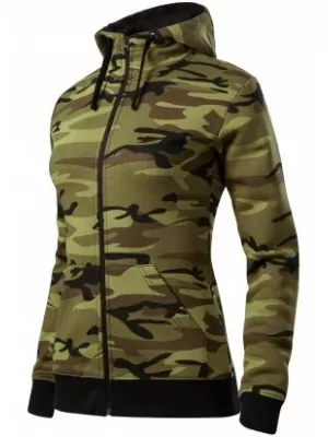 Hanorac de dama MALFINI CAMO ZIPPER C20 VERDE DE CAMUFLAJ