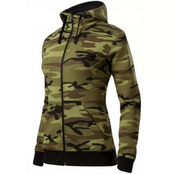  Hanorac de dama MALFINI CAMO ZIPPER C20 VERDE DE CAMUFLAJ 