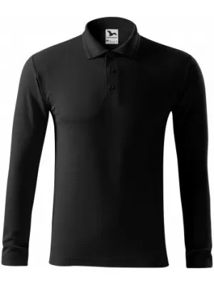 Tricou pentru bărbați cu mâneci lungi și guler MALFINI PIQUE POLO LS 221 NEGRU