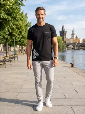 Tricou pentru bărbați ALTISPORT ALM013129 ALB-NEGRU