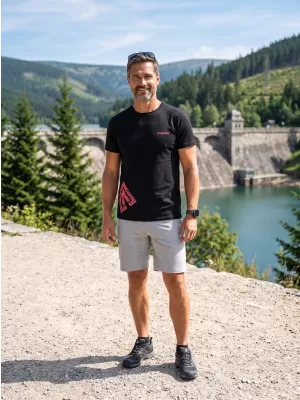 Tricou pentru bărbați ALTISPORT ALM013129 NEGRU ȘI ROȘU