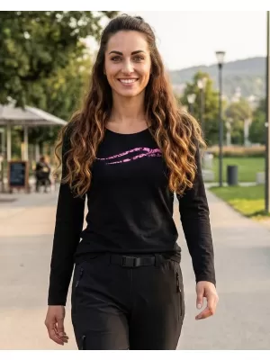 Dámské triko s dlouhým rukávem ALTISPORT CARRYOVER ALW001169 ČERNORŮŽOVÁ