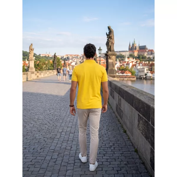  Tricou pentru bărbați cu guler ALTISPORT ALM013203 GALBEN 
