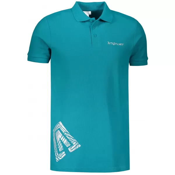  Tricou pentru bărbați cu guler ALTISPORT ALM013203 TURCOAZ ÎNCHIS 
