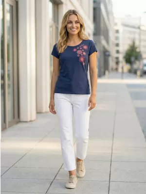 Tricou pentru femei ALTISPORT ALW053122 ALBASTRU MIEZ DE NOAPTE/ROZ