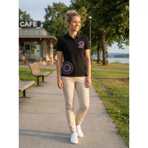  Tricou de damă cu guler ALTISPORT ALW024210 NEGRU ROZ 