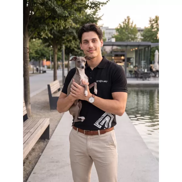  Tricou pentru bărbați cu guler ALTISPORT ALM013203 ALB-NEGRU 