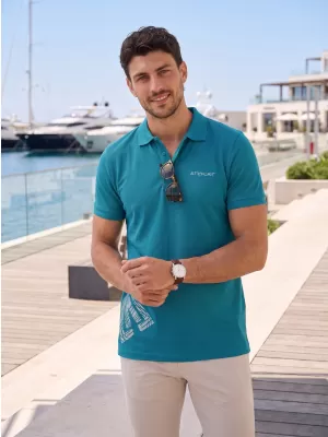 Tricou pentru bărbați cu guler ALTISPORT ALM013203 TURCOAZ ÎNCHIS