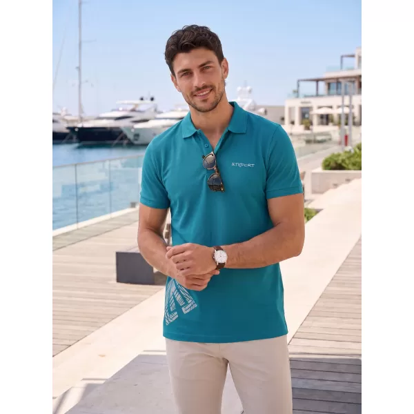  Tricou pentru bărbați cu guler ALTISPORT ALM013203 TURCOAZ ÎNCHIS 