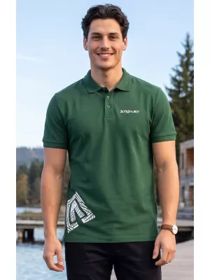 Tricou pentru bărbați cu guler ALTISPORT ALM013203 STICLA VERDE