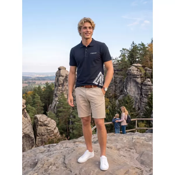  Tricou pentru bărbați cu guler ALTISPORT ALM013203 ALBASTRU MARIN 