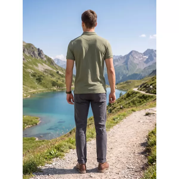  Tricou pentru bărbați cu guler ALTISPORT ALM013203 KAKI 