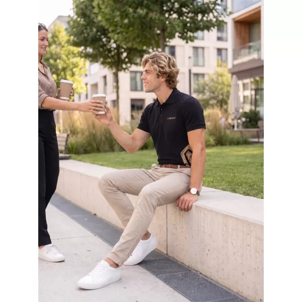  Tricou pentru bărbați cu guler ALTISPORT ALM013203 NEGRU SI AURIU 