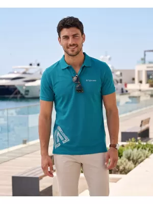 Tricou pentru bărbați cu guler ALTISPORT ALM013203 TURCOAZ ÎNCHIS