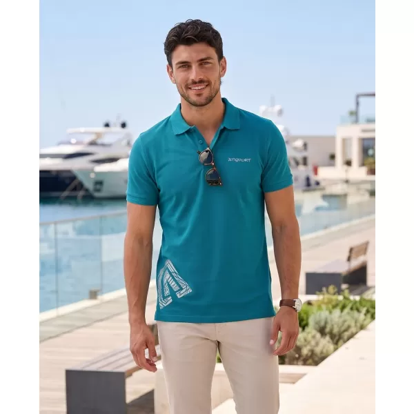  Tricou pentru bărbați cu guler ALTISPORT ALM013203 TURCOAZ ÎNCHIS 