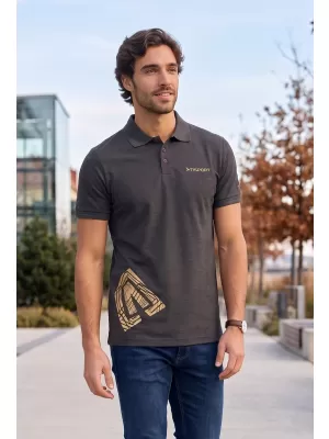 Tricou pentru bărbați cu guler ALTISPORT ALM013203 EVIDENȚIERE ANTRACIT