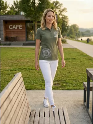 Tricou de damă cu guler ALTISPORT ALW024210 KAKI