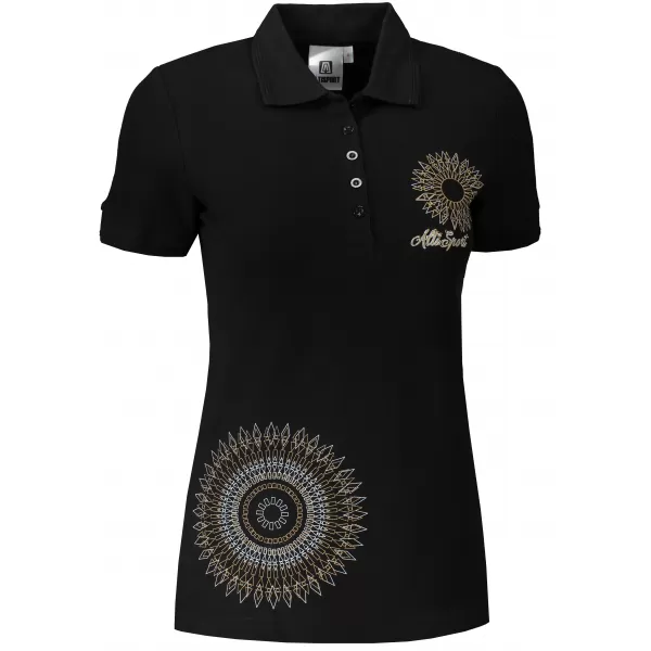  Tricou de damă cu guler ALTISPORT ALW024210 NEGRU SI AURIU 