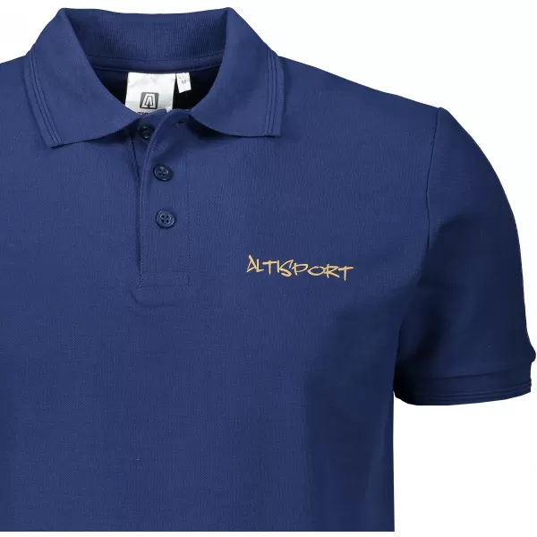  Tricou pentru bărbați cu guler ALTISPORT ALM013203 ALBASTRU MIEZ DE NOAPTE/AURIU 
