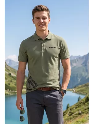 Tricou pentru bărbați cu guler ALTISPORT ALM013203 KAKI