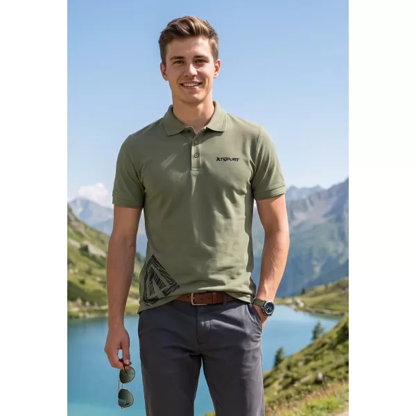  Tricou pentru bărbați cu guler ALTISPORT ALM013203 KAKI 