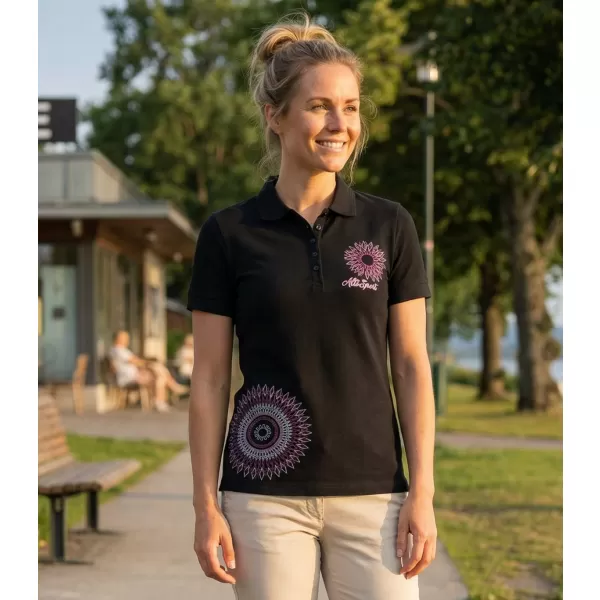  Tricou de damă cu guler ALTISPORT ALW024210 NEGRU ROZ 
