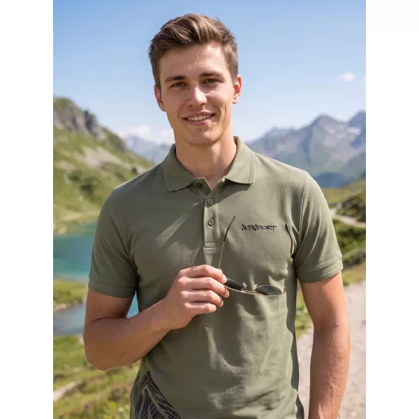 Tricou pentru bărbați cu guler ALTISPORT ALM013203 KAKI 