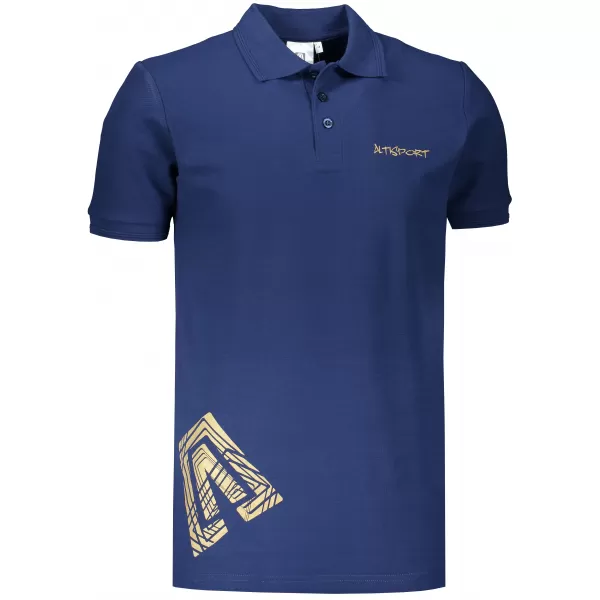  Tricou pentru bărbați cu guler ALTISPORT ALM013203 ALBASTRU MIEZ DE NOAPTE/AURIU 