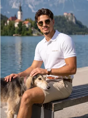 Tricou pentru bărbați cu guler ALTISPORT ALM013203 ALB