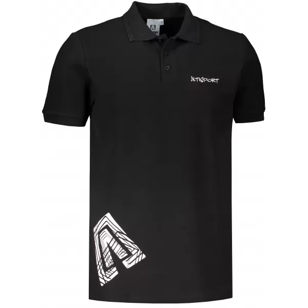  Tricou pentru bărbați cu guler ALTISPORT ALM013203 ALB-NEGRU 
