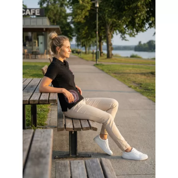  Tricou de damă cu guler ALTISPORT ALW024210 NEGRU ROZ 