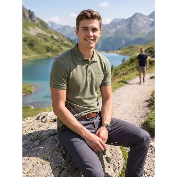  Tricou pentru bărbați cu guler ALTISPORT ALM013203 KAKI 