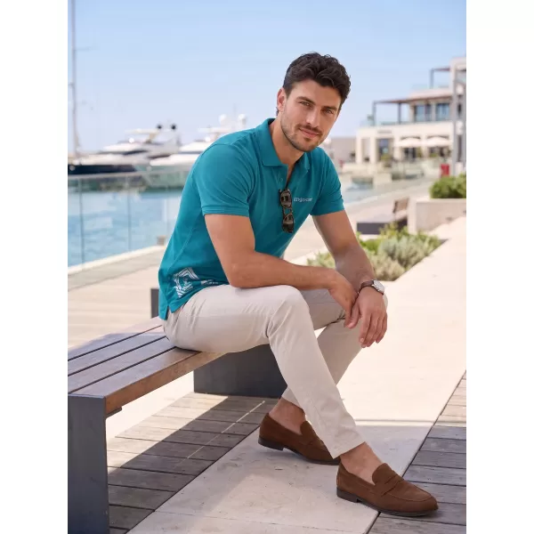  Tricou pentru bărbați cu guler ALTISPORT ALM013203 TURCOAZ ÎNCHIS 
