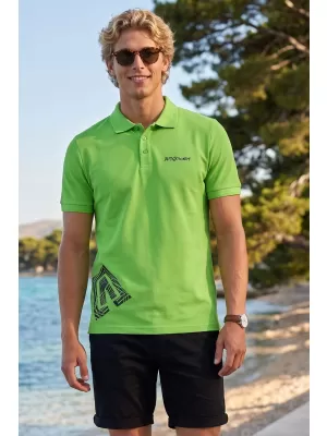 Tricou pentru bărbați cu guler ALTISPORT ALM013203 MĂR VERDE