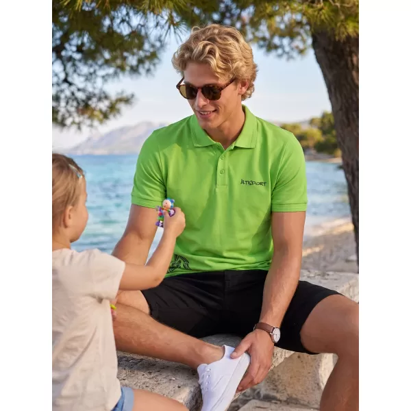  Tricou pentru bărbați cu guler ALTISPORT ALM013203 MĂR VERDE 