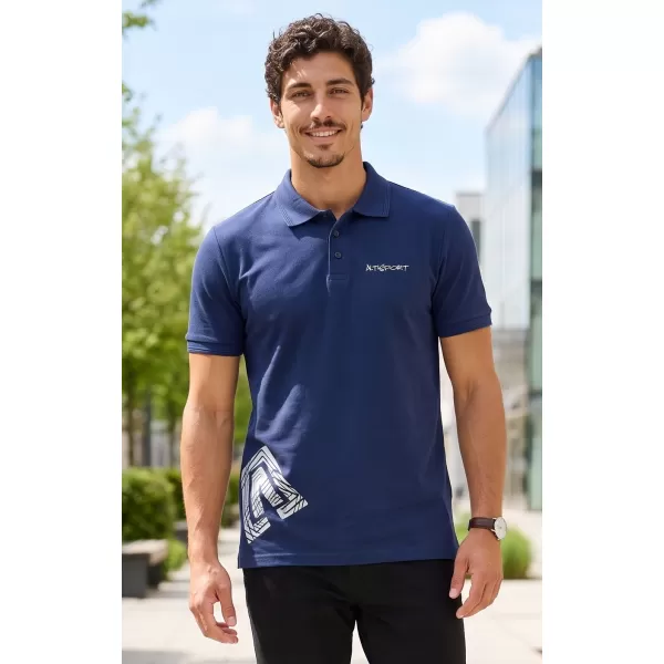  Tricou pentru bărbați cu guler ALTISPORT ALM013203 ALBASTRU MIEZUL NOPȚII 