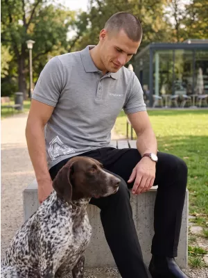 Tricou pentru bărbați cu guler ALTISPORT ALM013203 EVIDENȚIERI GRI ÎNCHIS